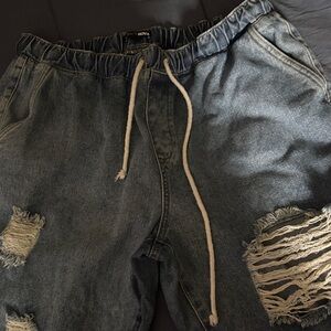 Fashion Nova Distressed Denim Jogger Pants